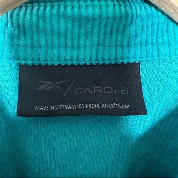Reebok x Cardi B Seaport Teal Corduroy Cover-Up Shirt Jacket Size XS - Picture 6 of 12